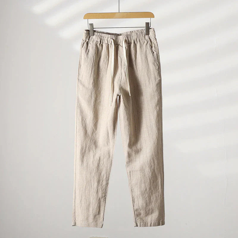 Calça de Linho Listrada Masculina Piannaro PN008 em fundo branco