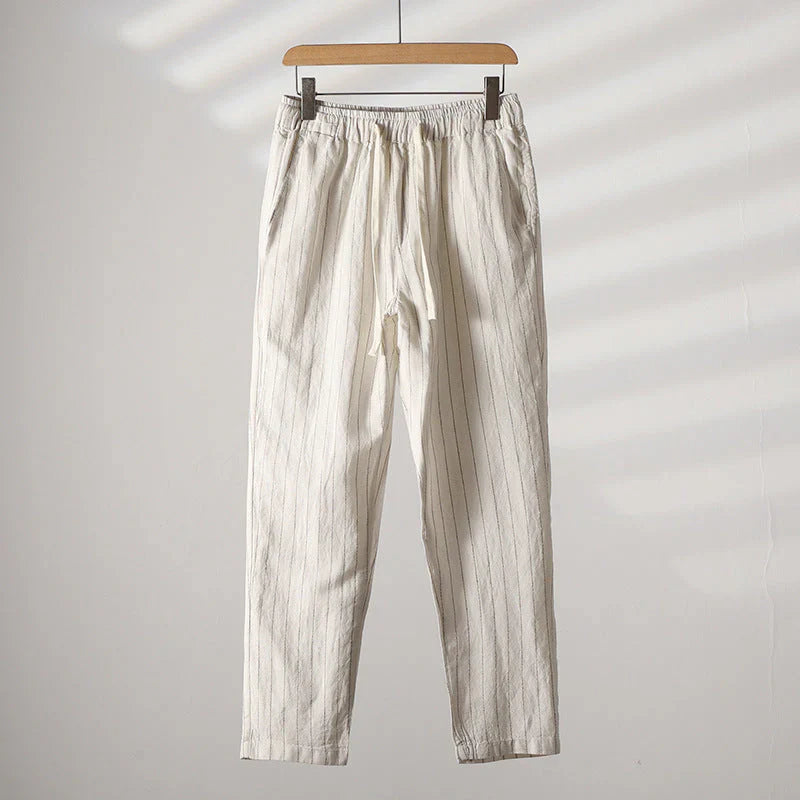 Calça de Linho Listrada Masculina Piannaro PN008 em fundo branco