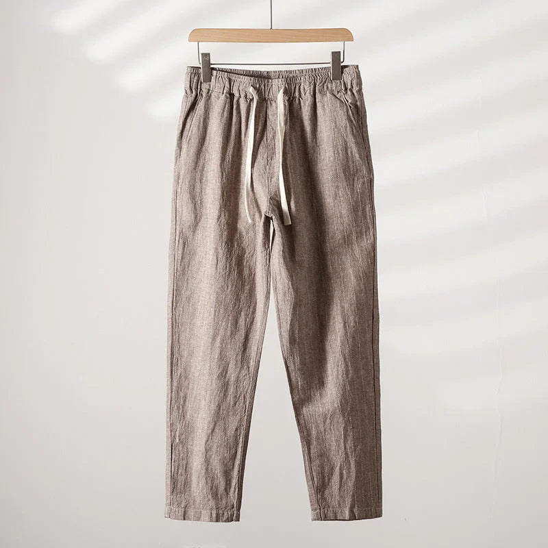 Calça de Linho Listrada Masculina Piannaro PN008 em fundo branco