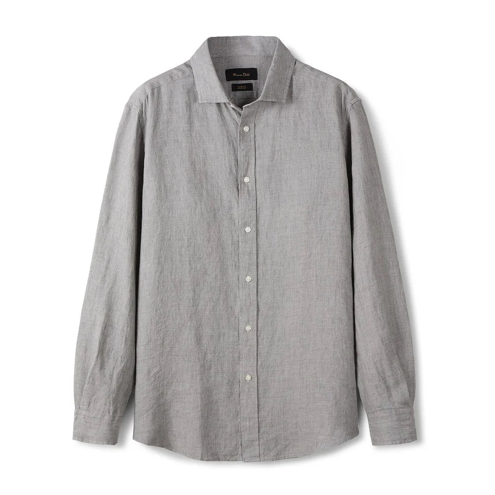 Camisa de Linho Lisa Masculina Piannaro PN347 em fundo branco.