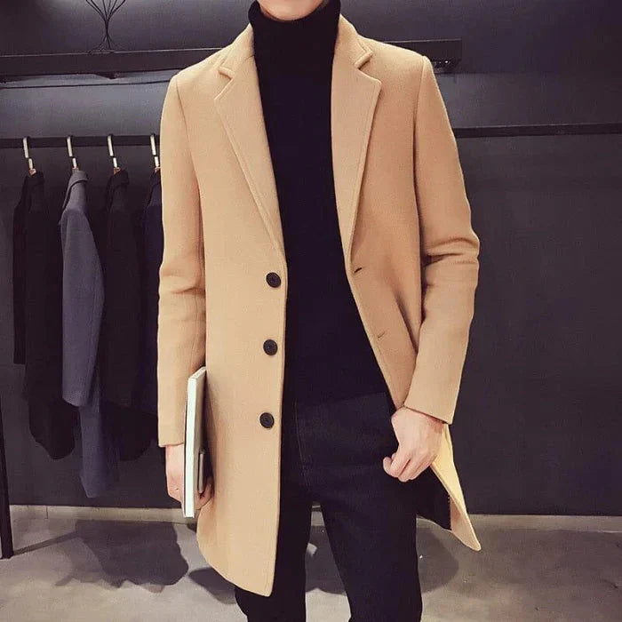Sobretudo Masculino Piannaro PN231 em lã batida e algodão, ideal para o frio.
