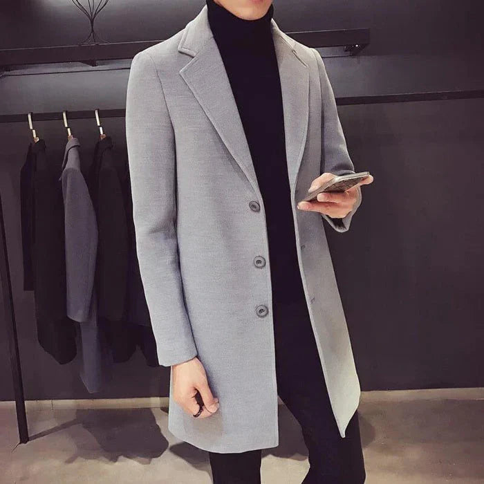 Sobretudo Masculino Piannaro PN231 em lã batida e algodão, ideal para o frio.