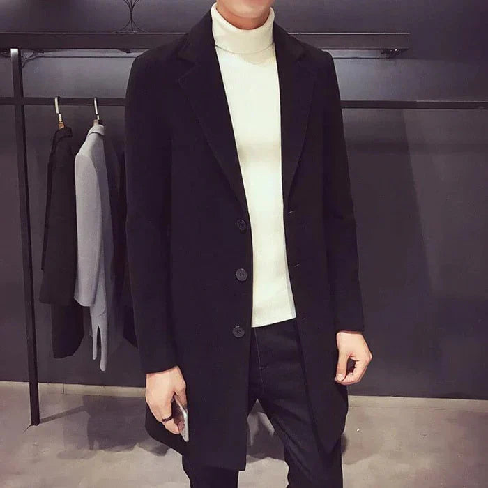 Sobretudo Masculino Piannaro PN231 em lã batida e algodão, ideal para o frio.