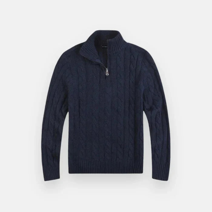 Suéter Masculino em Tricot Piannaro PN018 com meio zíper e modelagem slim fit.