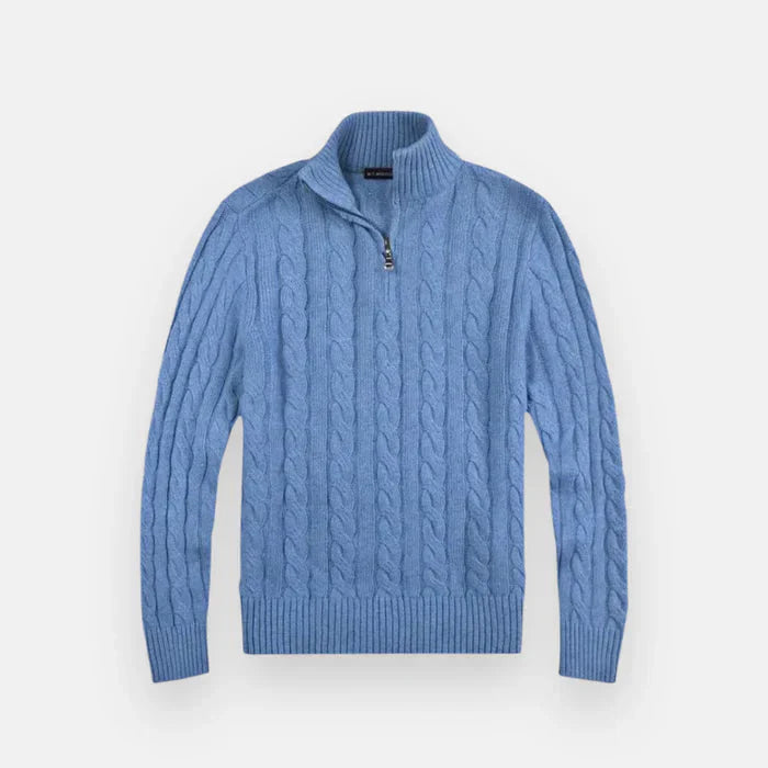 Suéter Masculino em Tricot Piannaro PN018 com meio zíper e modelagem slim fit.