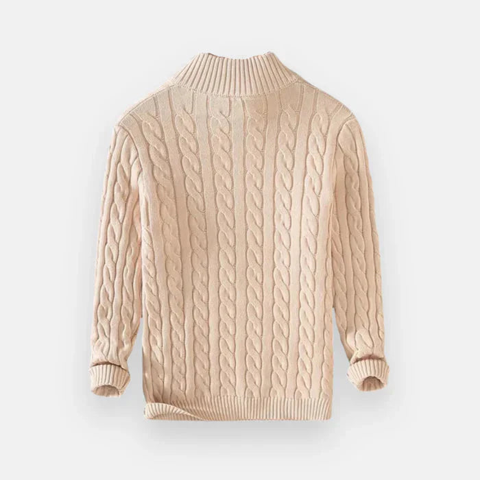 Suéter Masculino em Tricot Piannaro PN018 com meio zíper e modelagem slim fit.