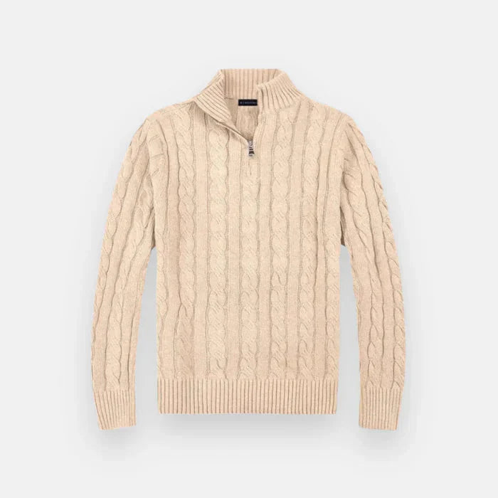 Suéter Masculino em Tricot Piannaro PN018 com meio zíper e modelagem slim fit.