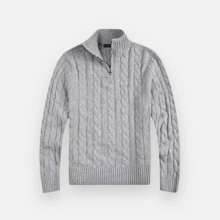 Suéter Masculino em Tricot Piannaro PN018 com meio zíper e modelagem slim fit.