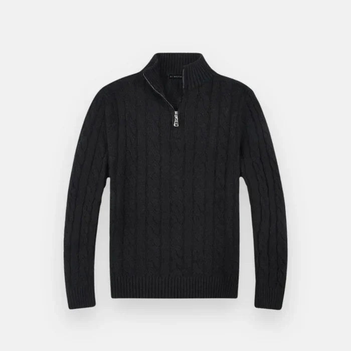 Suéter Masculino em Tricot Piannaro PN018 com meio zíper e modelagem slim fit.