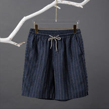 Bermuda de Linho Listrada Piannaro PN015 com design elegante e listras discretas.