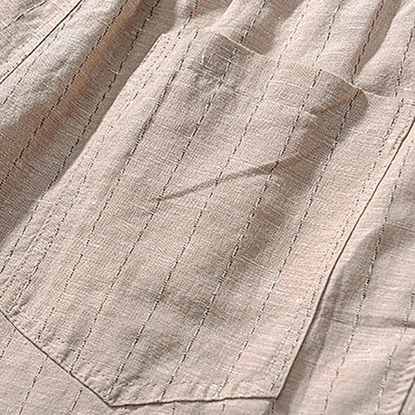 Bermuda de Linho Listrada Piannaro PN015 com design elegante e listras discretas.