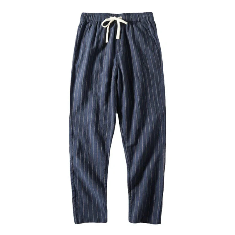 Calça de Linho Listrada Masculina Piannaro PN008 em fundo branco