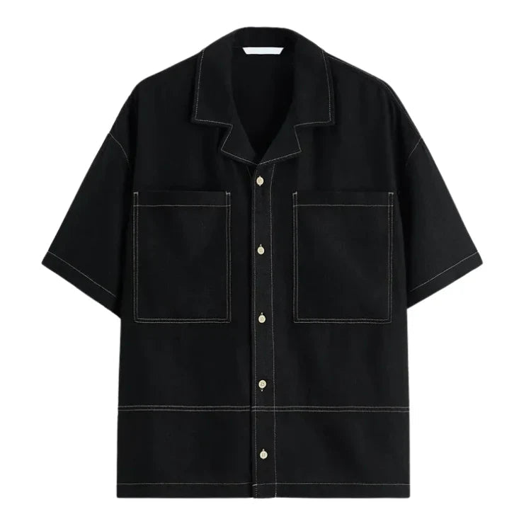 Camisa Masculina Piannaro PN361 em linho com contraste e design moderno.