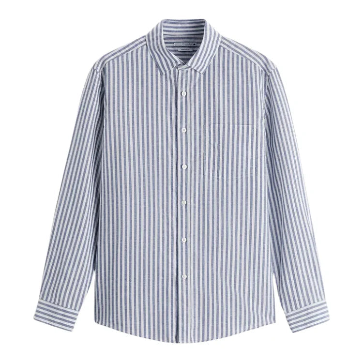 Camisa Masculina em Linho Listrada Piannaro PN358, elegante e confortável.