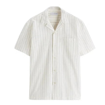 Camisa Masculina em Linho Listrada Piannaro PN359 com colarinho acampamento