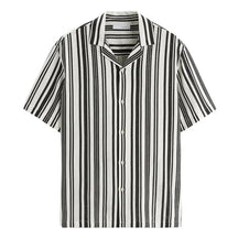 Camisa Masculina em Linho Listrada Piannaro PN359 com colarinho acampamento
