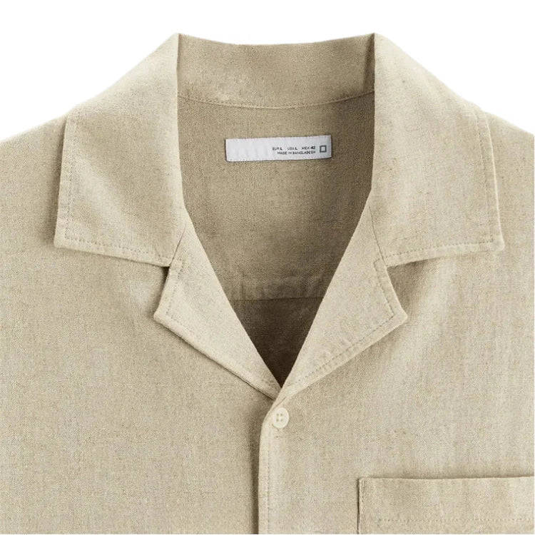 Camisa Masculina em Linho Relaxed Fit Piannaro PN360 em fundo branco