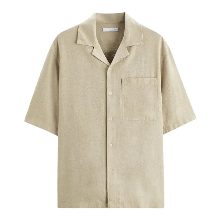 Camisa Masculina em Linho Relaxed Fit Piannaro PN360 em fundo branco
