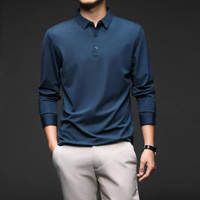 Camisa Polo Manga Comprida Masculina Piannaro PN051 em tecido premium, ideal para ocasiões formais e casuais.