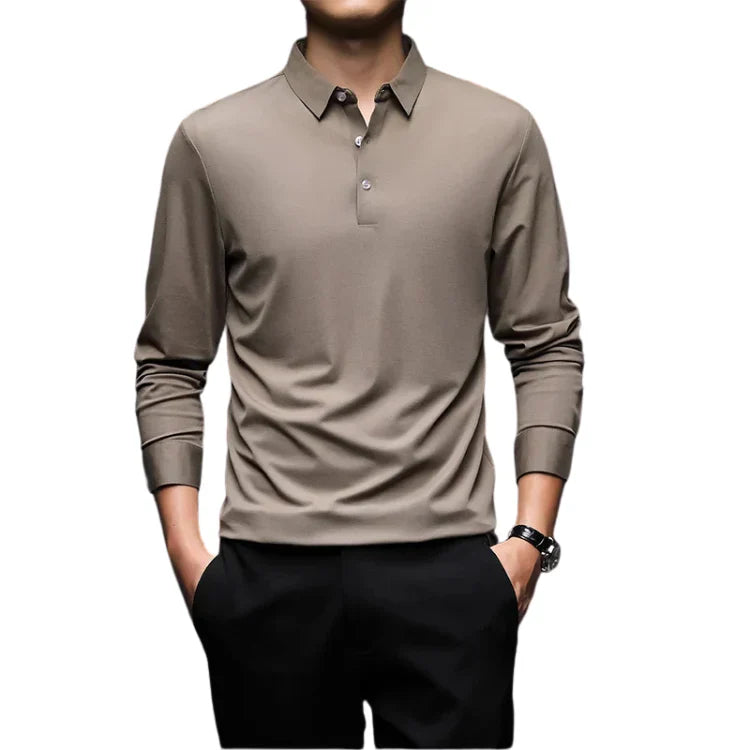 Camisa Polo Manga Comprida Masculina Piannaro PN051 em tecido premium, ideal para ocasiões formais e casuais.