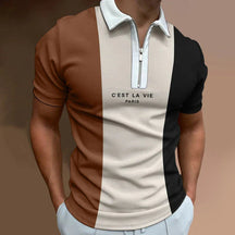 Camisa Polo Masculina Piannaro PN203 com estampa listrada e gola zíper