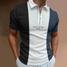 Camisa Polo Masculina Piannaro PN203 com estampa listrada e gola zíper