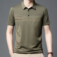 Camisa Polo Masculina Piannaro PN199 com listras discretas e gola tradicional.