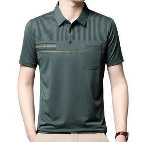 Camisa Polo Masculina Piannaro PN199 com listras discretas e gola tradicional.