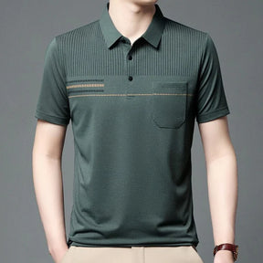 Camisa Polo Masculina Piannaro PN199 com listras discretas e gola tradicional.