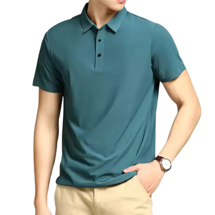 Camisa Polo Masculina em Seda Gelo Piannaro, elegante e confortável.