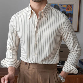 Camisa Social Listrada de Algodão Masculina Piannaro PN056 em design slim fit
