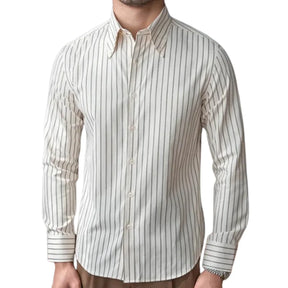 Camisa Social Listrada de Algodão Masculina Piannaro PN056 em design slim fit