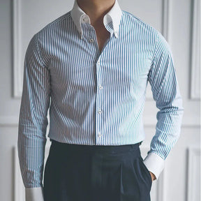 Camisa Social Listrada Masculina Piannaro PN053 em tecido premium.