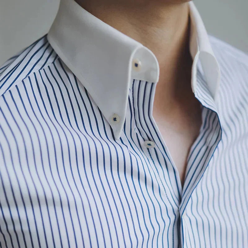 Camisa Social Listrada Masculina Piannaro PN053 em tecido premium.
