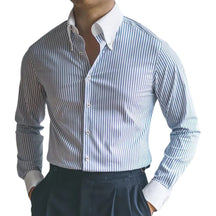 Camisa Social Listrada Masculina Piannaro PN053 em tecido premium.