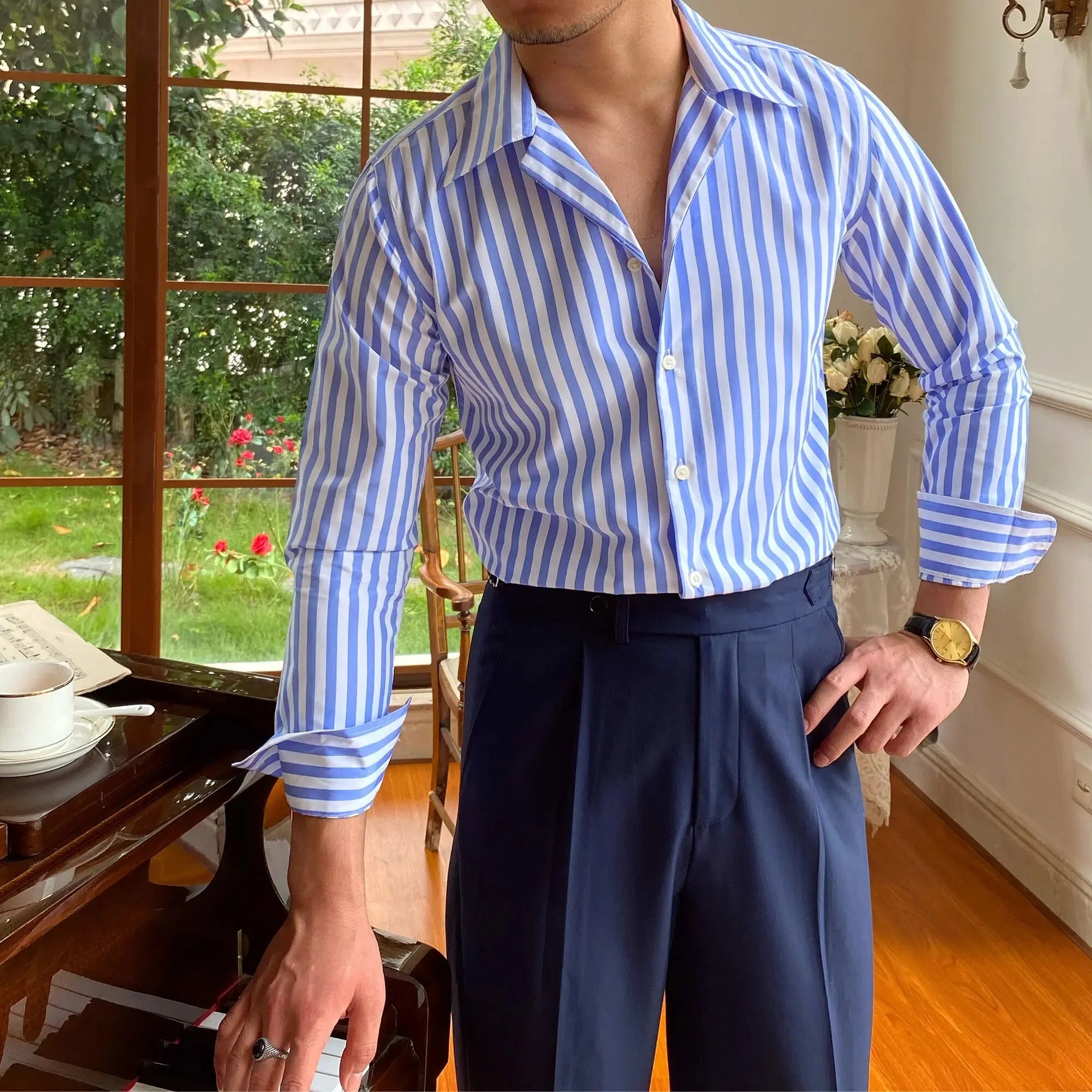 Camisa Social Masculina Piannaro PN057 em tecido premium de algodão.