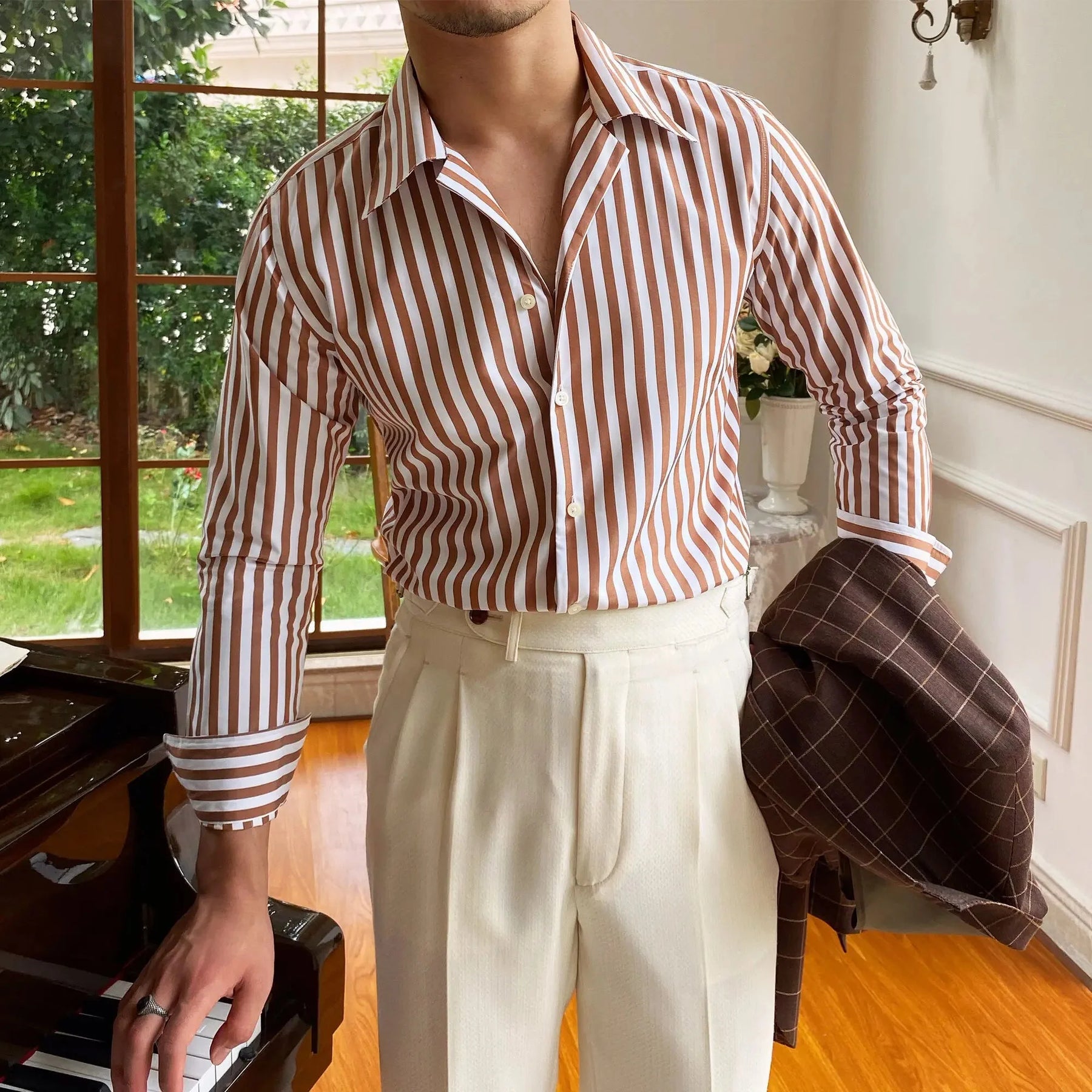 Camisa Social Masculina Piannaro PN057 em tecido premium de algodão.