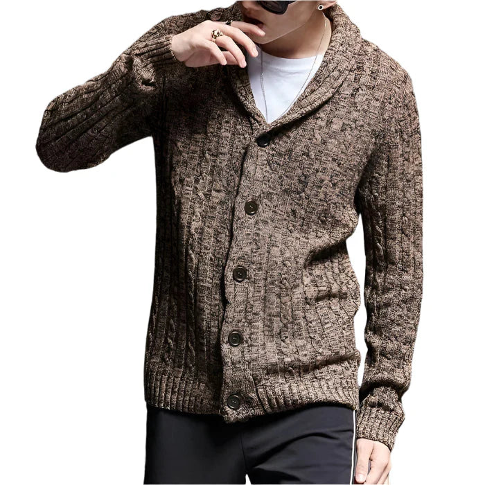 Cardigan Masculino Piannaro PN382 em algodão premium com decote em V.