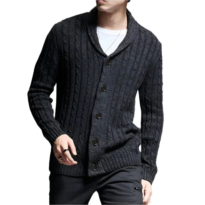 Cardigan Masculino Piannaro PN382 em algodão premium com decote em V.