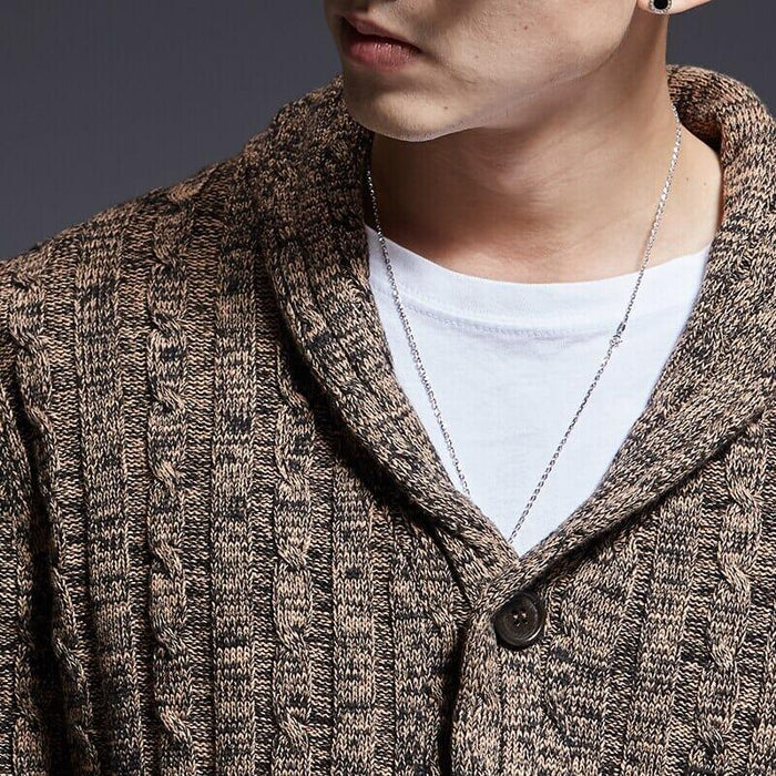 Cardigan Masculino Piannaro PN382 em algodão premium com decote em V.