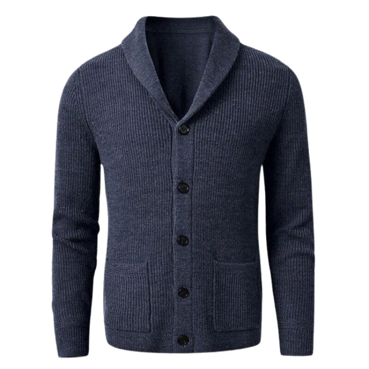 Cardigan Masculino Piannaro PN390 com gola V, bolsos e botões