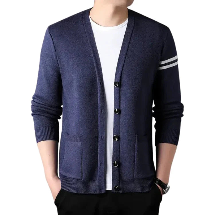 Cardigan Masculino Gola V Piannaro PN383 em cores neutras para estilo versátil.