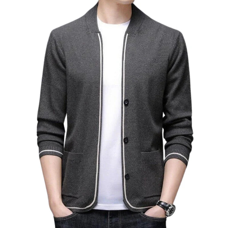 Cardigan Masculino Slim Piannaro PN391 em lã premium e poliéster
