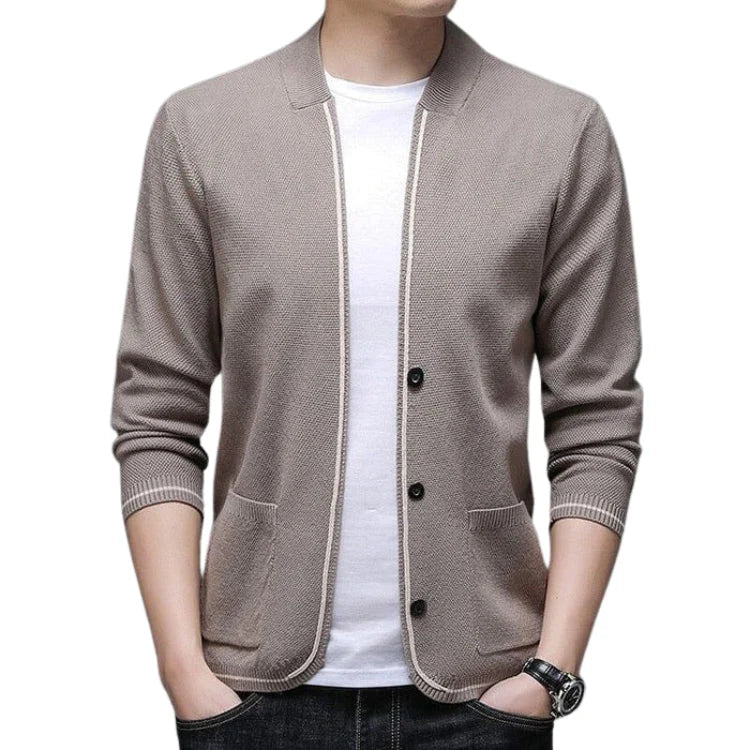 Cardigan Masculino Slim Piannaro PN391 em lã premium e poliéster