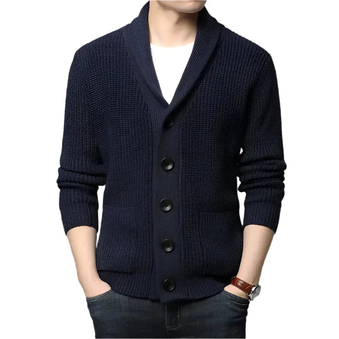 Cardigan Masculino Tricot Piannaro PN385 em poliéster e lã, estilo clássico.