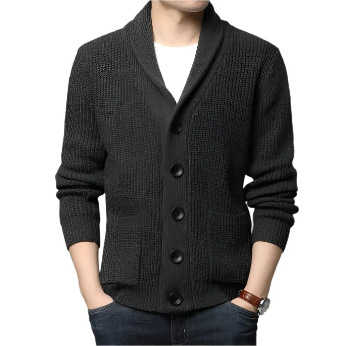 Cardigan Masculino Tricot Piannaro PN385 em poliéster e lã, estilo clássico.