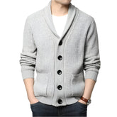 Cardigan Masculino Tricot Piannaro PN385 em poliéster e lã, estilo clássico.