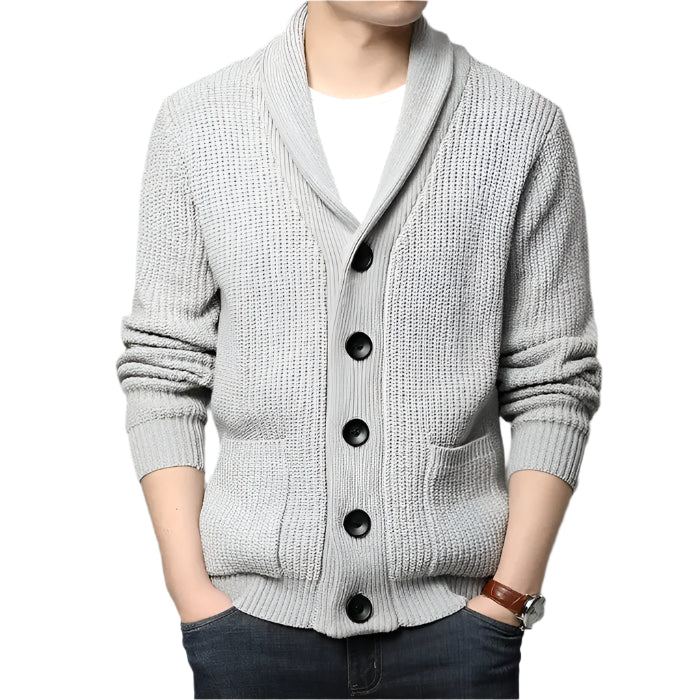 Cardigan Masculino Tricot Piannaro PN385 em poliéster e lã, estilo clássico.