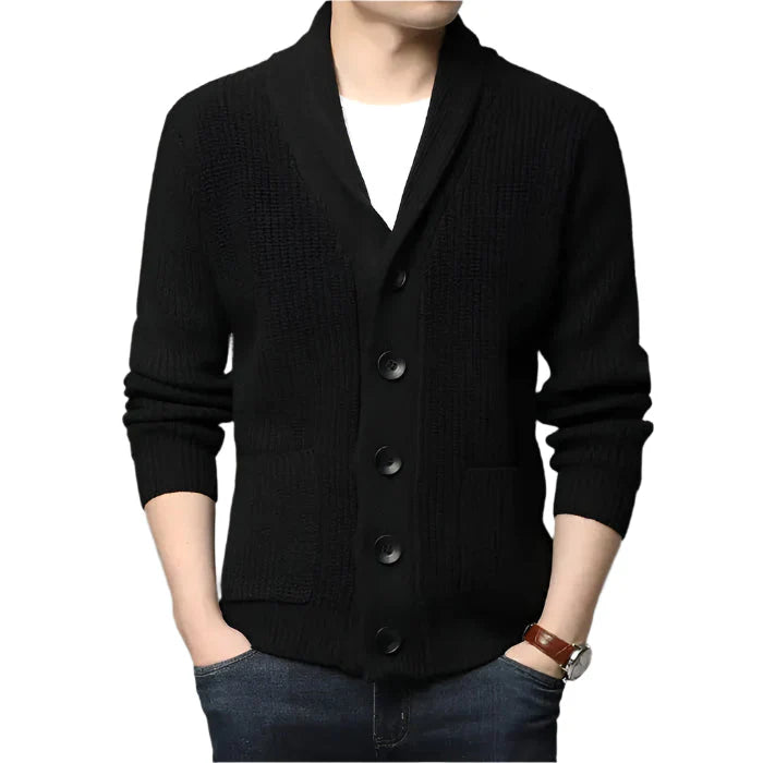 Cardigan Masculino Tricot Piannaro PN385 em poliéster e lã, estilo clássico.