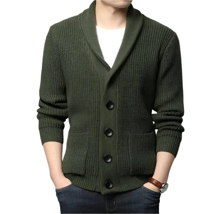Cardigan Masculino Tricot Piannaro PN385 em poliéster e lã, estilo clássico.